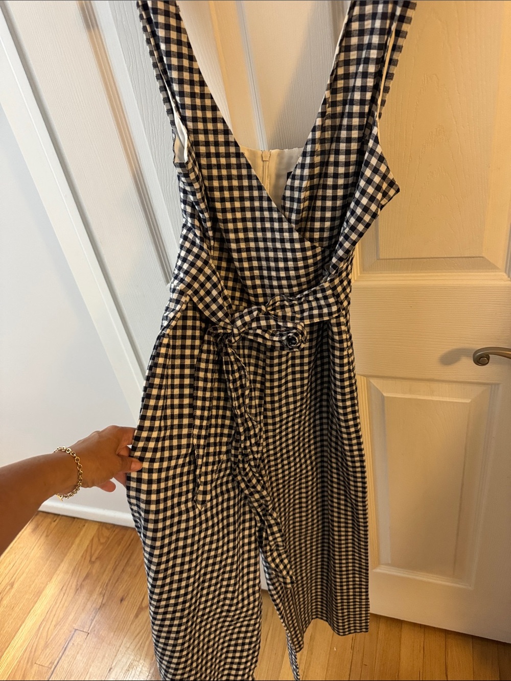 Banana Republic Black & White Gingham Wrap Midi Dress